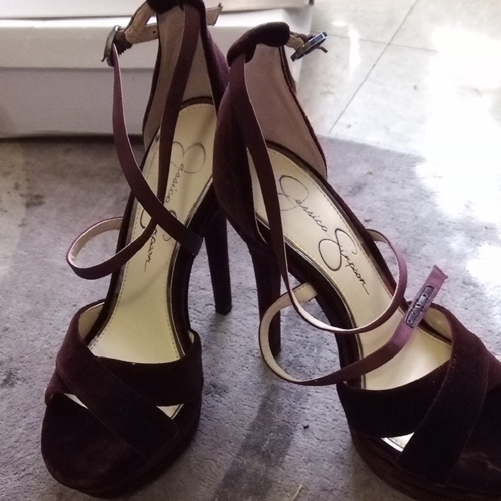 Jessica Simpson Burgundy Strappy Heels